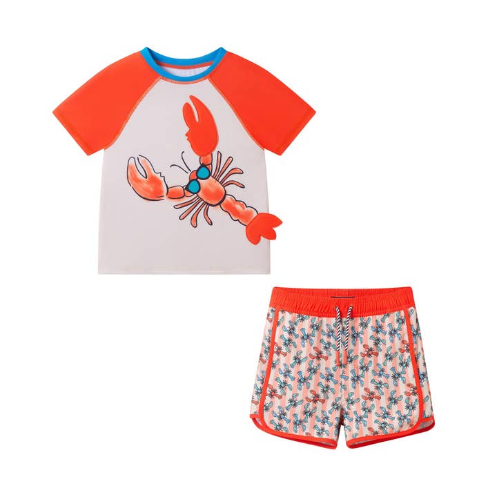 Conjunto de camiseta de manga corta para niños | Langosta naranja para venta al por mayor de Andy & Evan