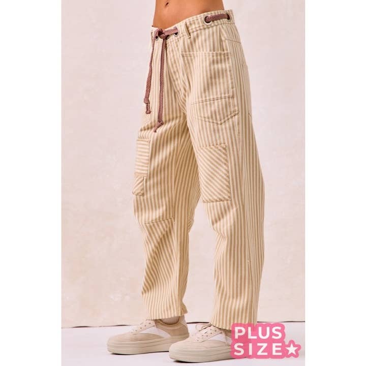 IVE - Wholesale Pants - Women's - Striped Twill Barrel Pants3