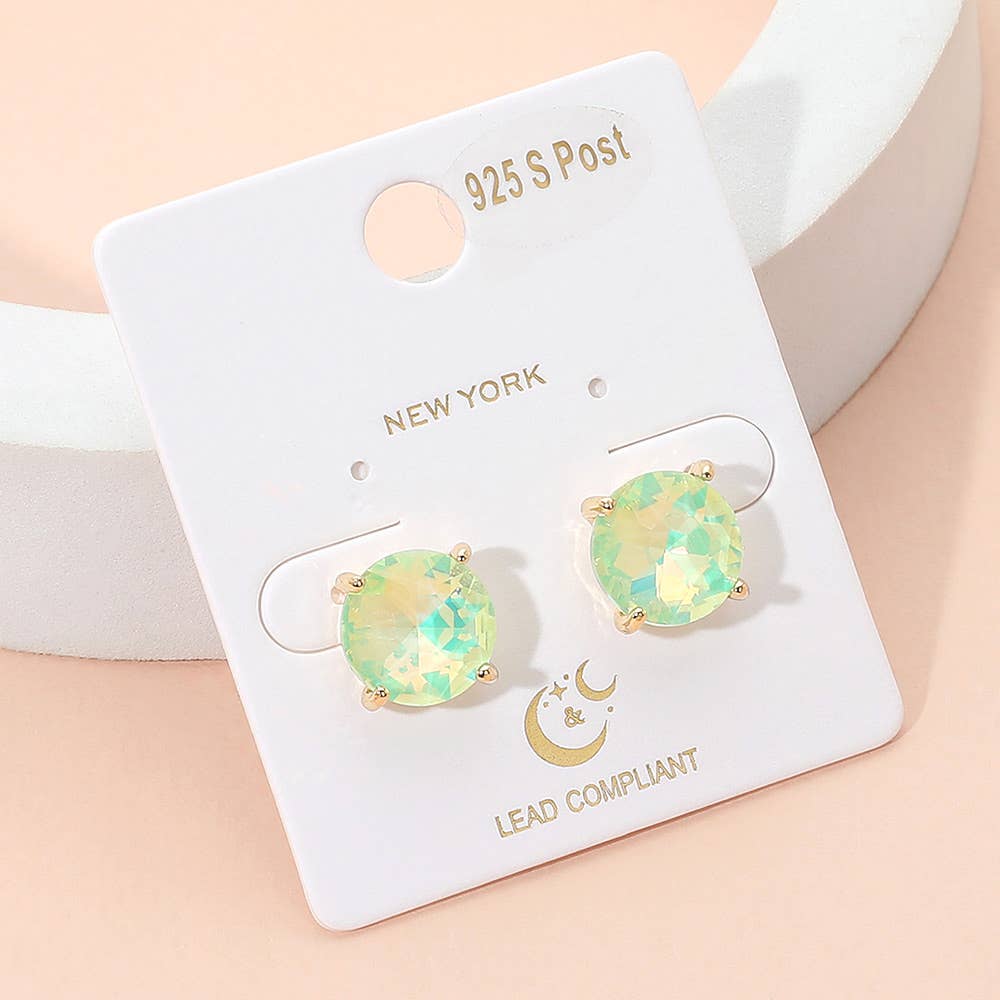 Sensibling Corp. - Vendita all'ingrosso Orecchini a bottone - Orecchini a bottone con cuscino in pietra rotonda21