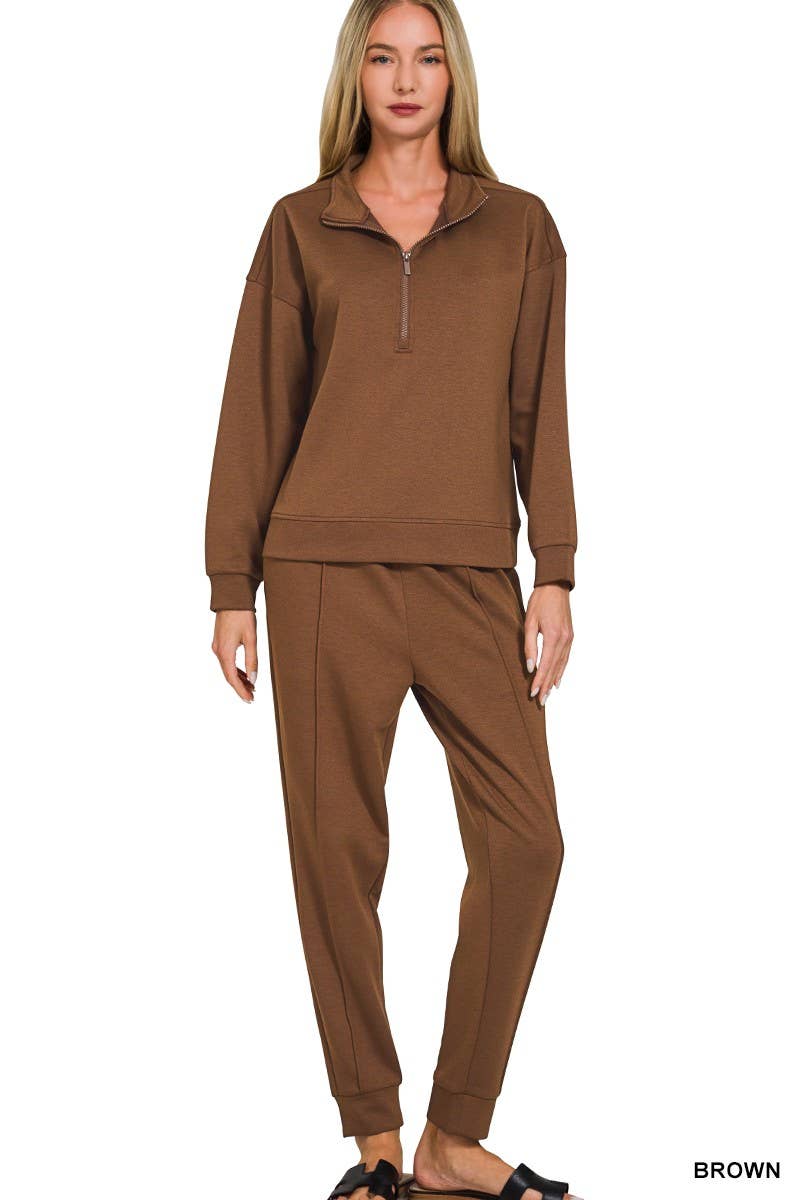 Vanilla Monkey - Wholesale Lounge Set - Women's - Scuba Half Zip Pullover And Jogger Set1