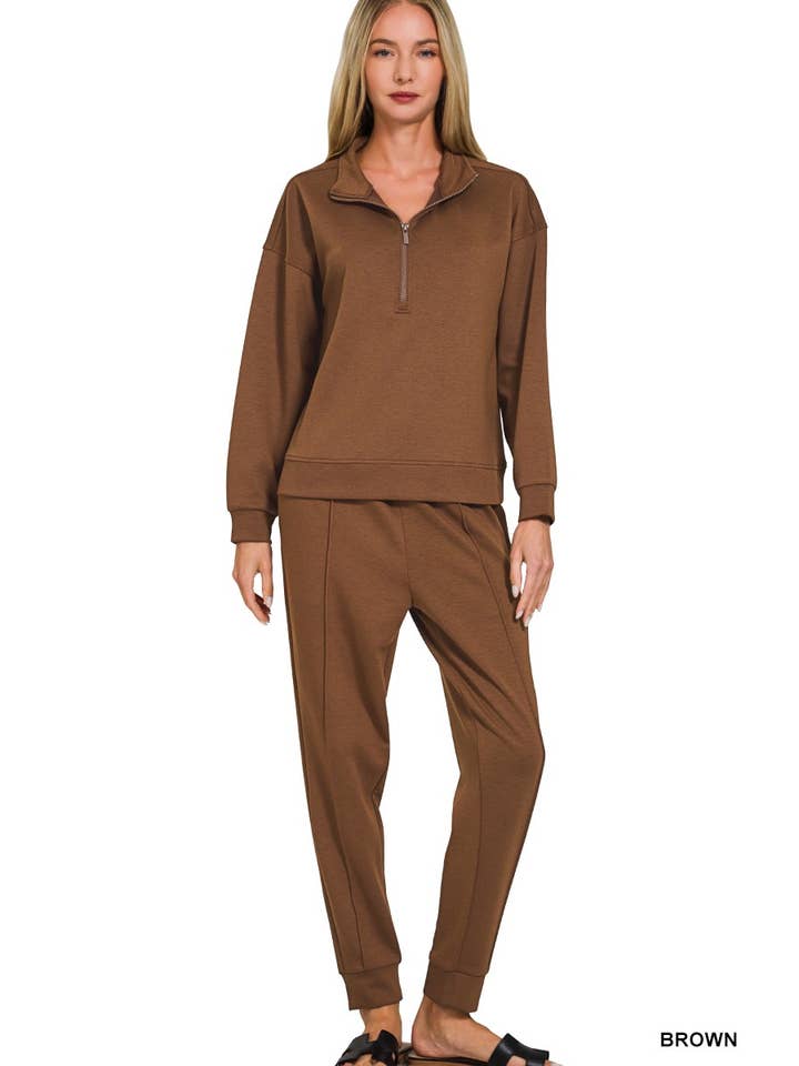 Vanilla Monkey - Wholesale Lounge Set - Women's - Scuba Half Zip Pullover And Jogger Set1