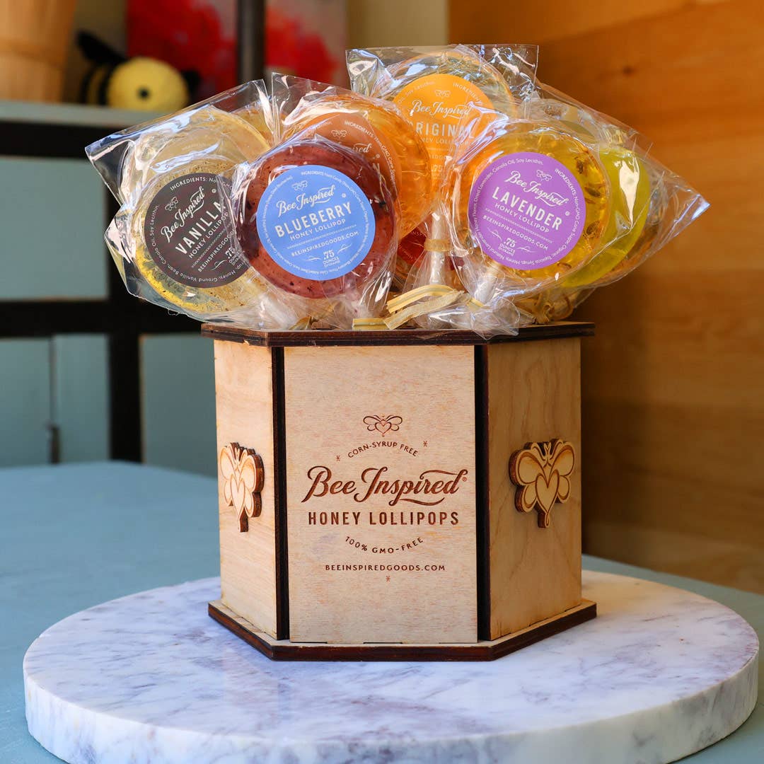 Bee Inspired - Wholesale Retailer Display - Food & Drink - Wooden Honey Lollipop Display | Honey Lollipop Holder2