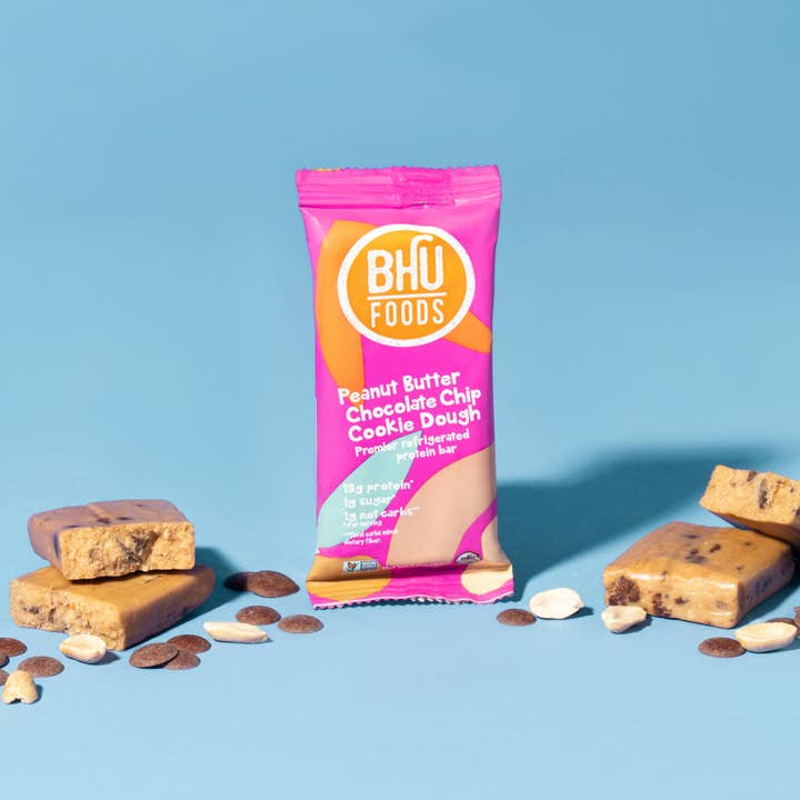 Bhu Foods - Wholesale Snack Bar - KETO Protein Bar - Peanut Butter Chocolate Chip Cookie Dough (8 bars)