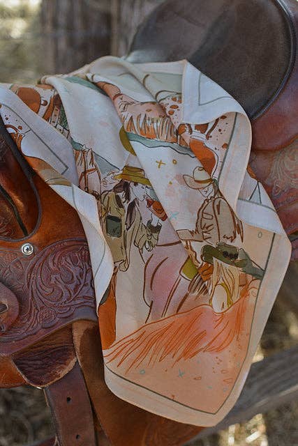 Tirzah Lane Art - Wholesale Scarf - Women's - September Ride Cowgirl Silk Scarf Wild Rag3