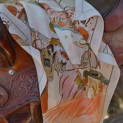 Tirzah Lane Art - Wholesale Scarf - Women's - September Ride Cowgirl Silk Scarf Wild Rag3