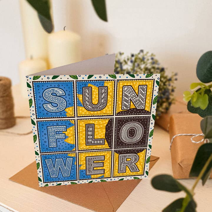 Jess A Little Creative - Wholesale Everyday Greeting Card - Unique Typographic Sunflower Greeting Card