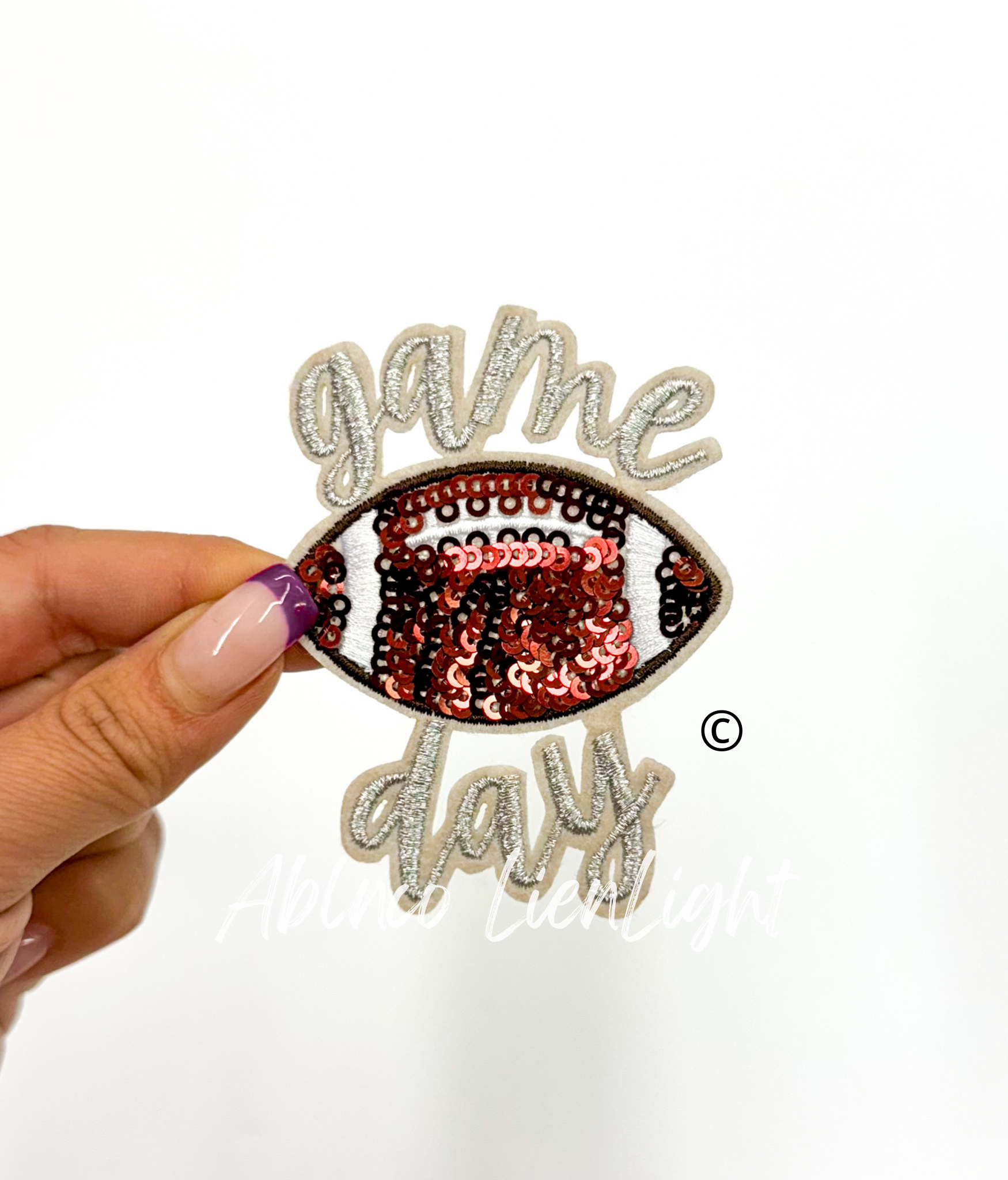 ABLNco - Wholesale Patch - 3” game day football sequins embroidery patch iron on4