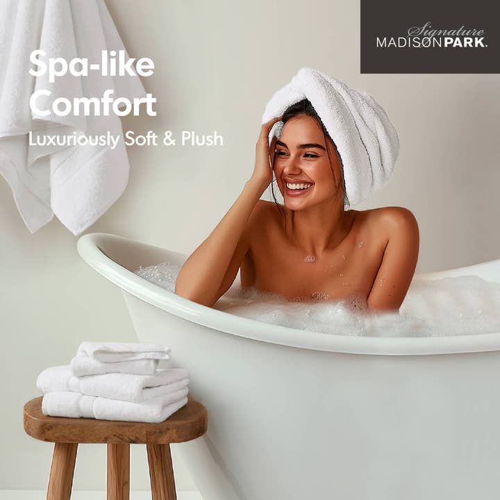 Olliix - Wholesale Towel Set - 800gsm Oversized 2-Piece Bath Towel/Bath Sheet Set, White1