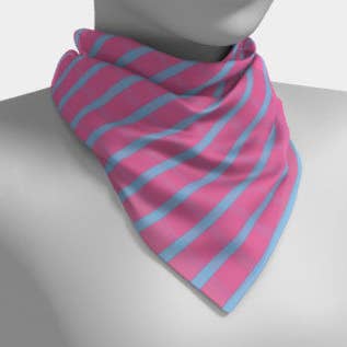 Striped Square Scarf - Light Blue on Pink for wholesale by SummerTies