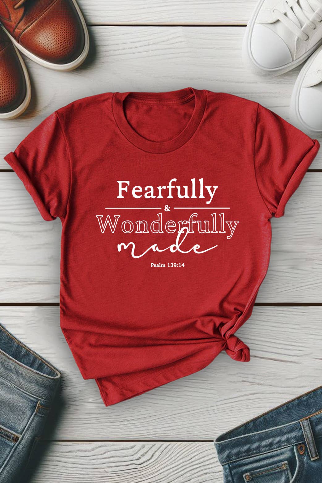 Top Avenue - Wholesale T-Shirt (Graphic) - Unisex - Fearfully and Wonderfully Unisex Round Neck Tee5
