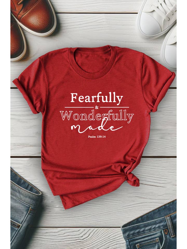 Top Avenue - Wholesale T-Shirt (Graphic) - Unisex - Fearfully and Wonderfully Unisex Round Neck Tee5