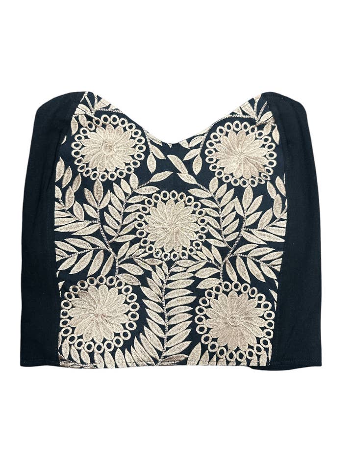 Mexikansk svart och guld axelbandslös topp för wholesale av Cielito Lindo