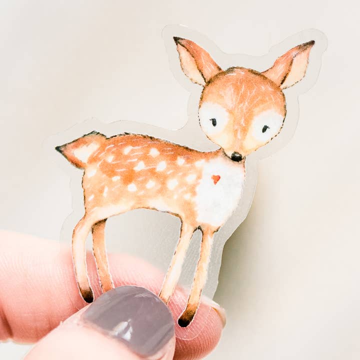 Mini Baby Deer Clear, Vinyl Sticker, 2x2 in. for wholesale by Savannah and James Co