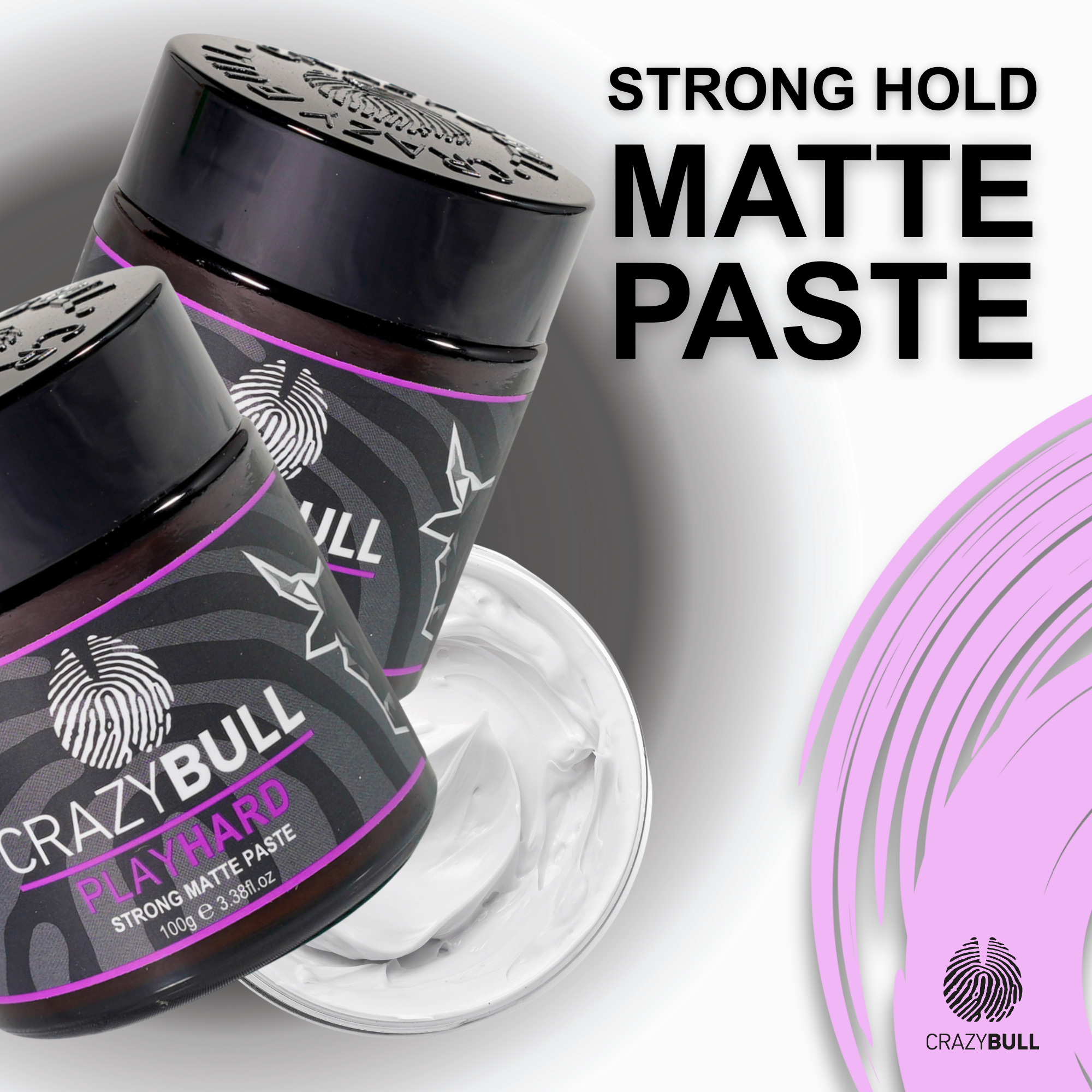 CRAZY BULL HAIR PRODUCTS – wholesale Hair styling gel/mousse – Crazy Bull Play Hard Strong Matte Styling Paste 6 Pack1