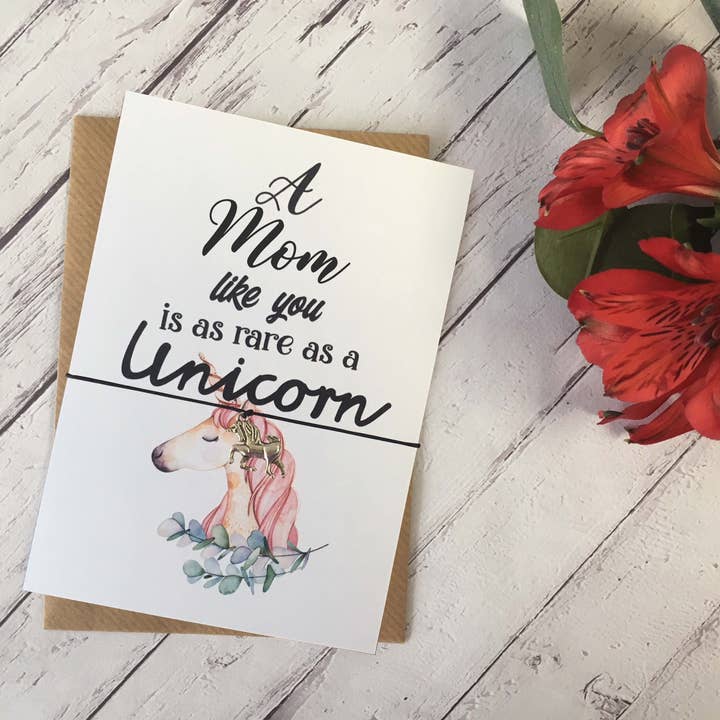 Stampa da cartolina A6 - A Mom Like you is as are as a Unicorn per la vendita all'ingrosso da parte di Dios Designs