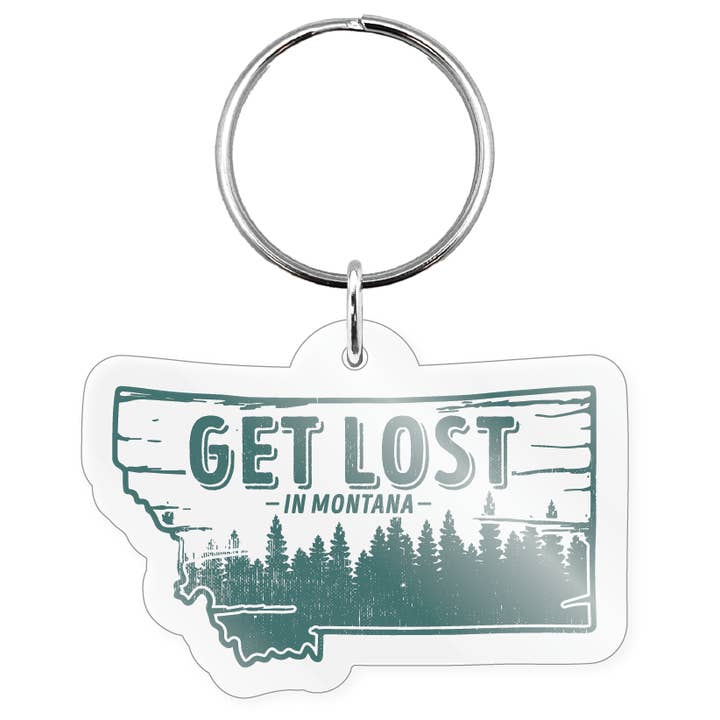 Keychain - Get Lost In Montana State Shape for wholesale by Morris Magnets
