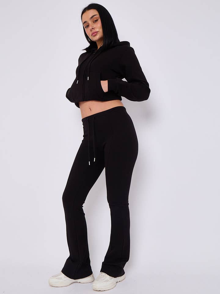 AX Labels - Wholesale Lounge Set - Women's - Interlock Cropped Zip Hoodie and Flared Trouser Set3