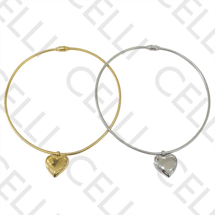 Stålhalsband - hjärta för wholesale av Celli Biju