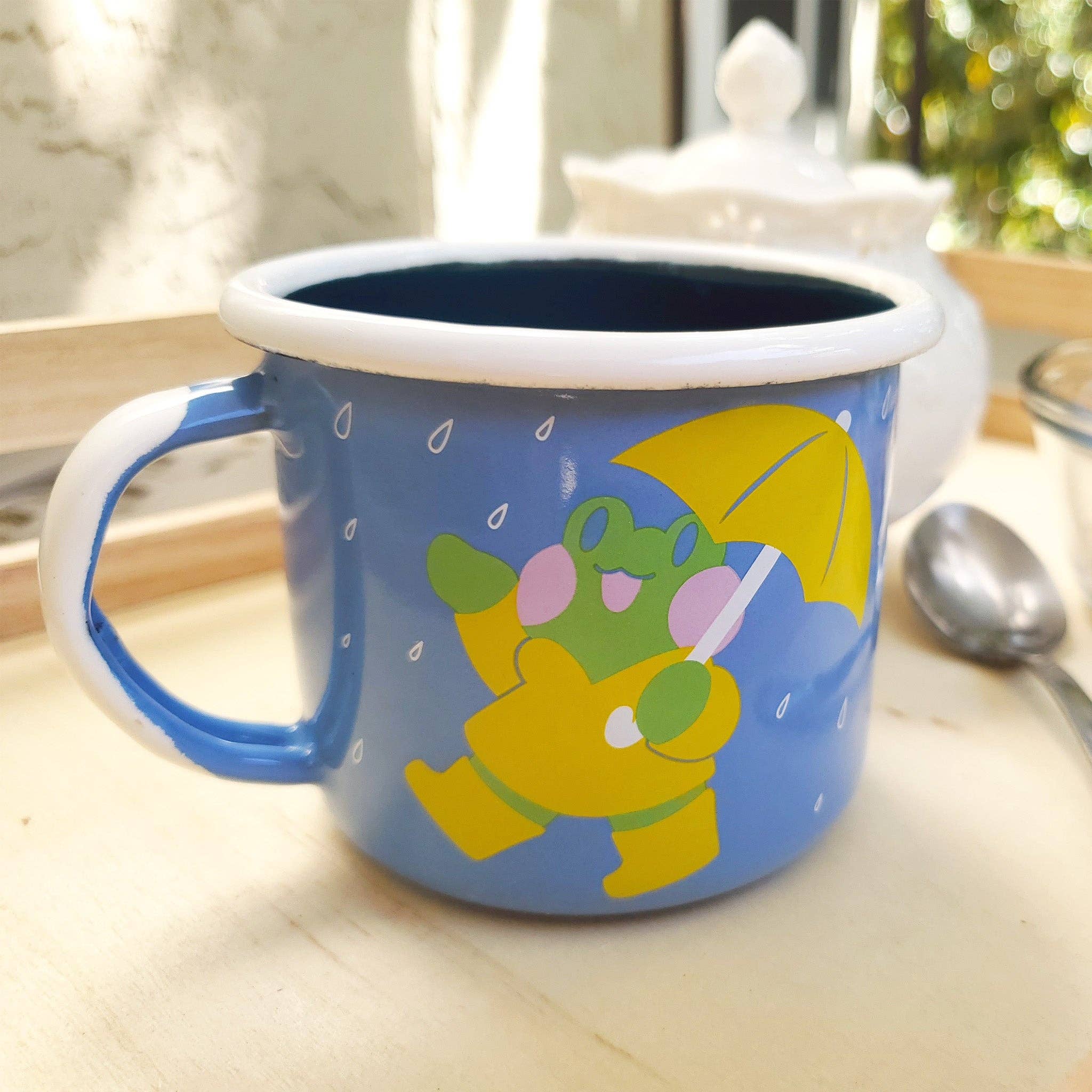Rainy Day Enamel Mug for wholesale by Kittygorian