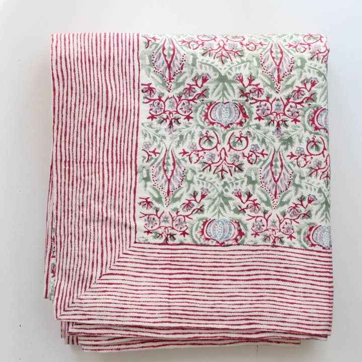 Rozablue - Wholesale Tablecloth - Tablecover | Fique Carmine | Handblockprinted1