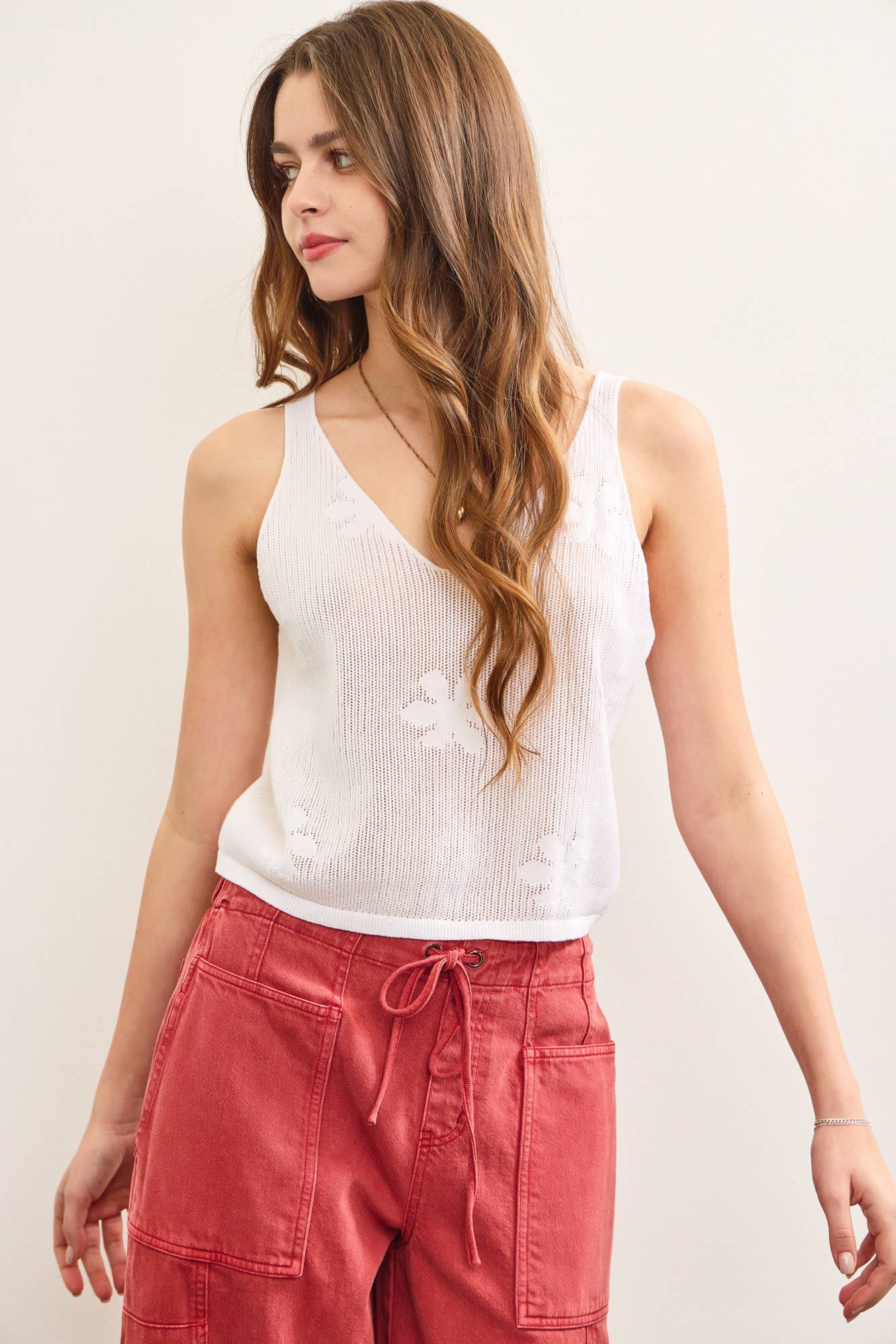 Mustard Seed – wholesale Camisole – Women′s – KNITTED FLORAL SWEATER CAMI TOP6