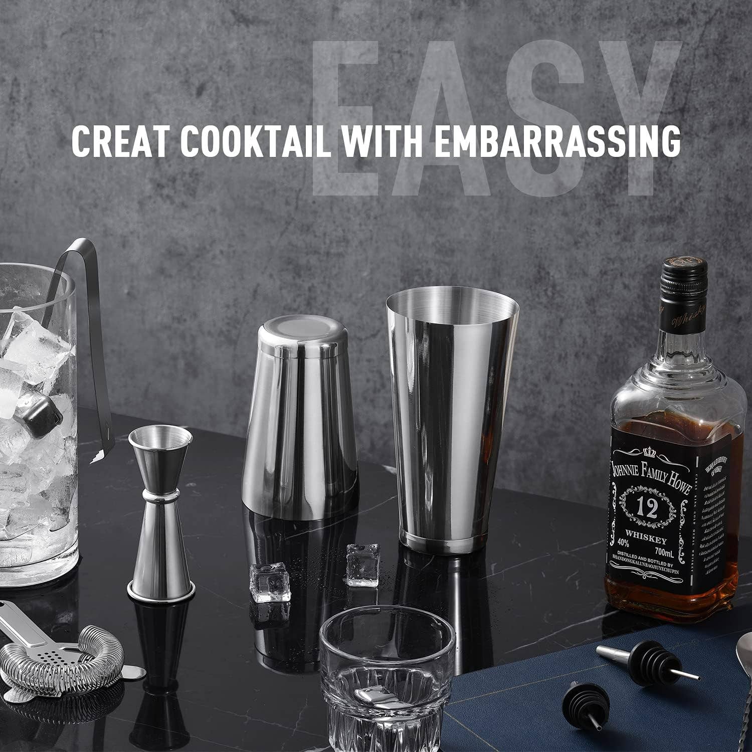 VIGOR - Vendita all'ingrosso Strumenti da bar - Kit da barman professionale da 25 pezzi per mixologia con portatile3