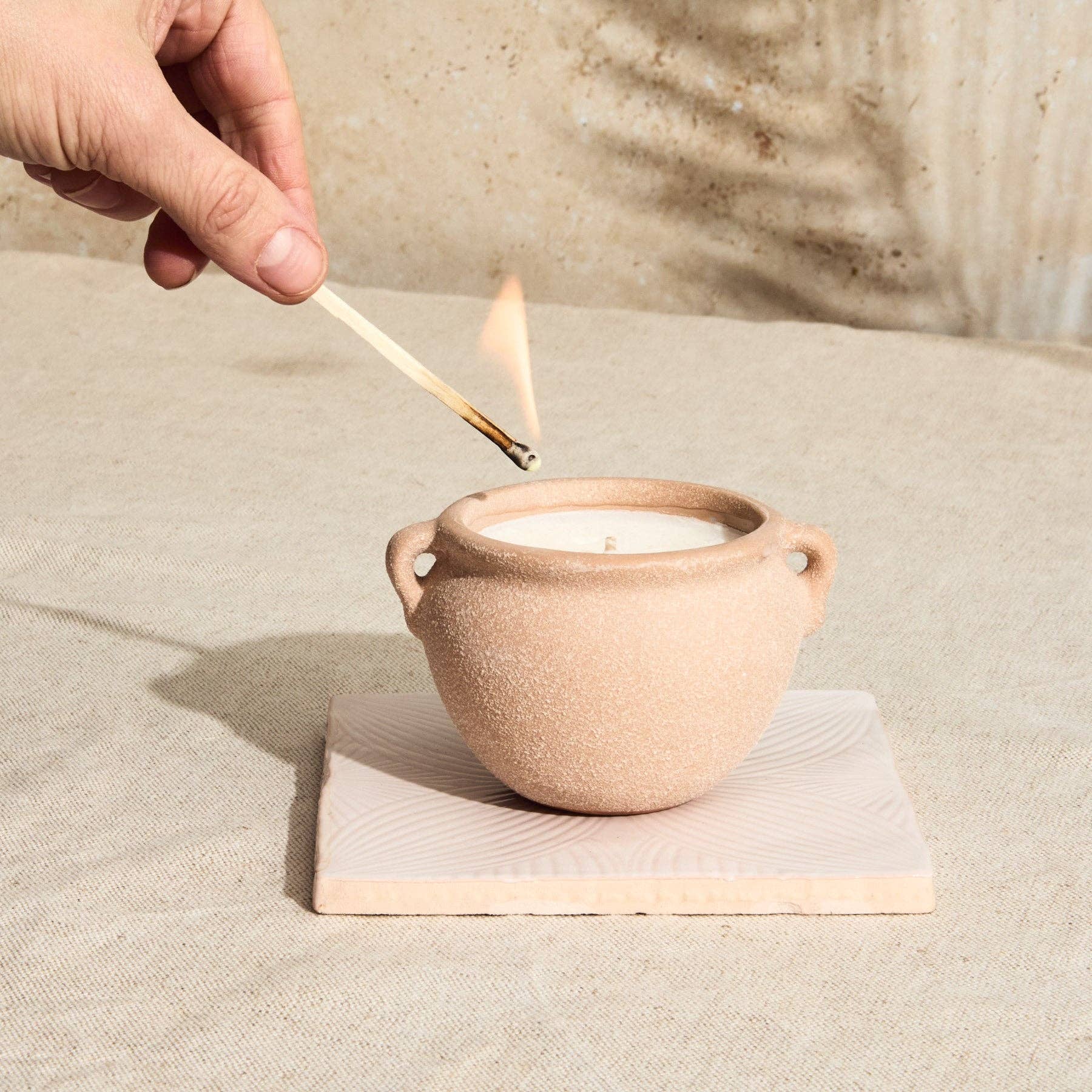 Zesty Lemons - Wholesale Jar/Filled Candle - Marrakesh Sandstone Pottery Candle - Myrrh & Tonka2