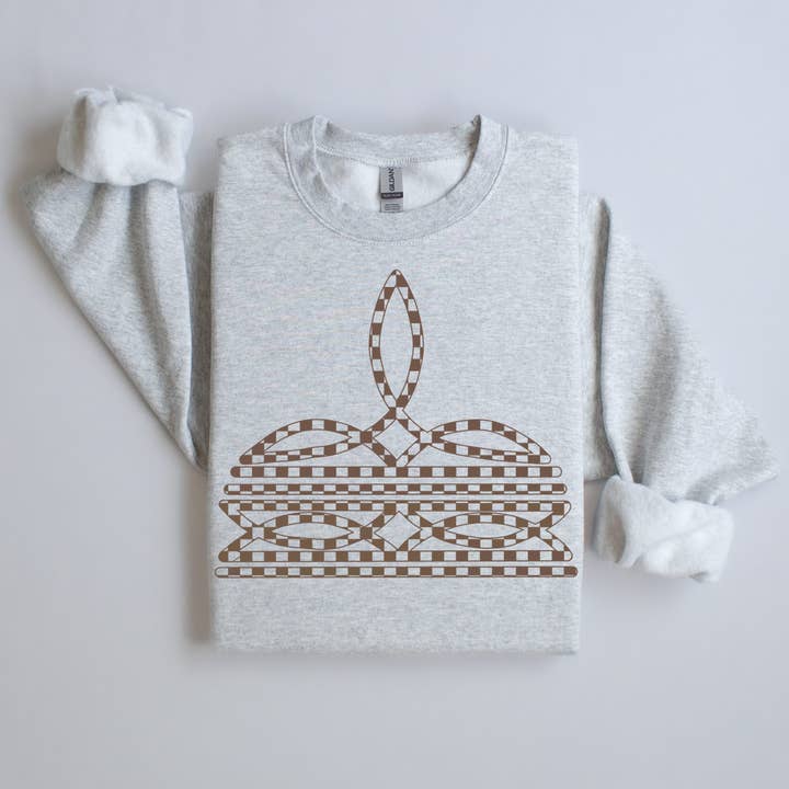 Rutig tröja med stövstickning med rund hals för wholesale av Amy Anne Apparel Inc