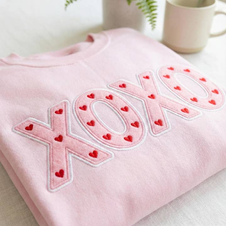 Valentine Day Embroidered Sweatshirt, XOXO Valentines Shirt for wholesale by ClevorFit