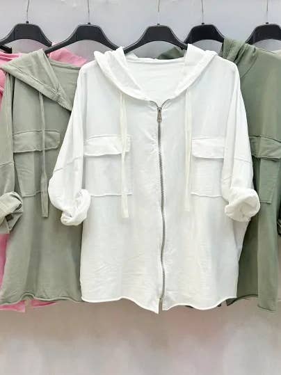 Mimi & Gogo - Wholesale Hoodie - Women's - Hooded jacket with zip and pockets @8633_GZipPoches6