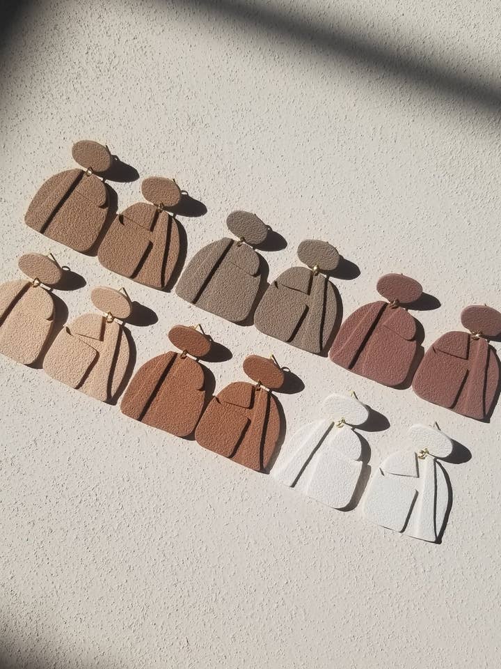 RUSKA #4 | Polymer Clay Earrings | Bas Relief | Dangle Earri for wholesale by That Clay Girl Co.