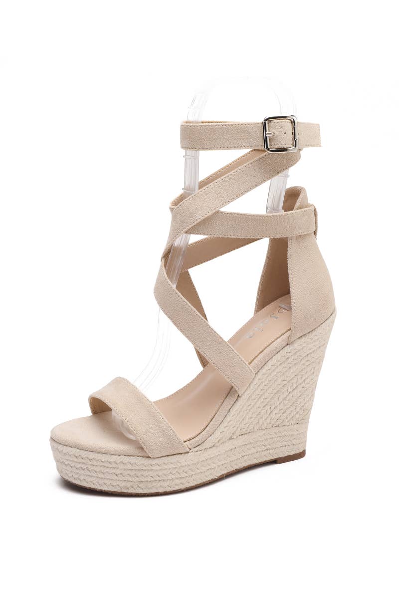 Joia Paris - Wholesale Wedges - Women's - Platform wedge sandals with crisscross straps JN-714