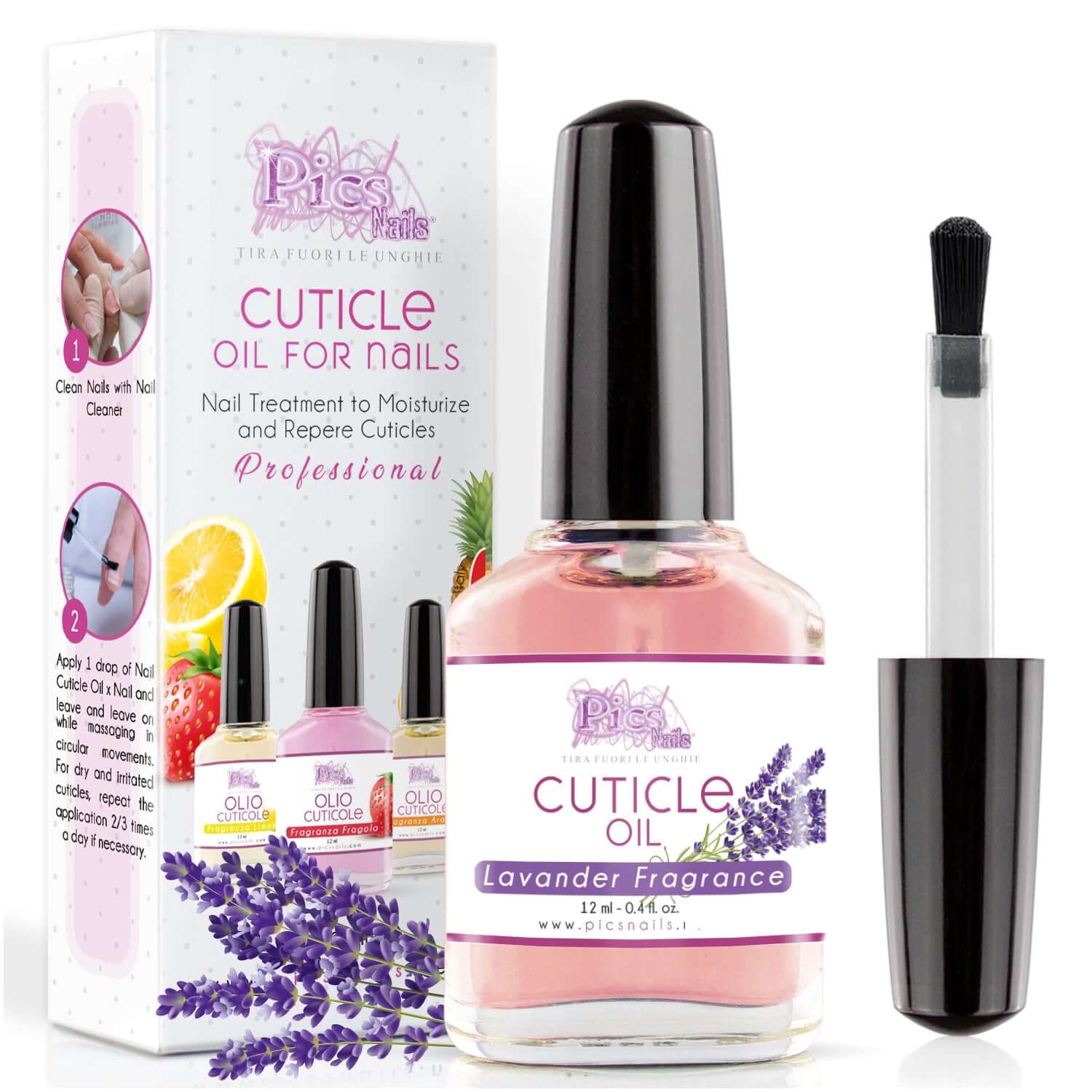 Pics Nails - Venta al por mayor Aceite de cutículas - Aceite Lavender Professional para uñas de manos y pies, 12 ml0