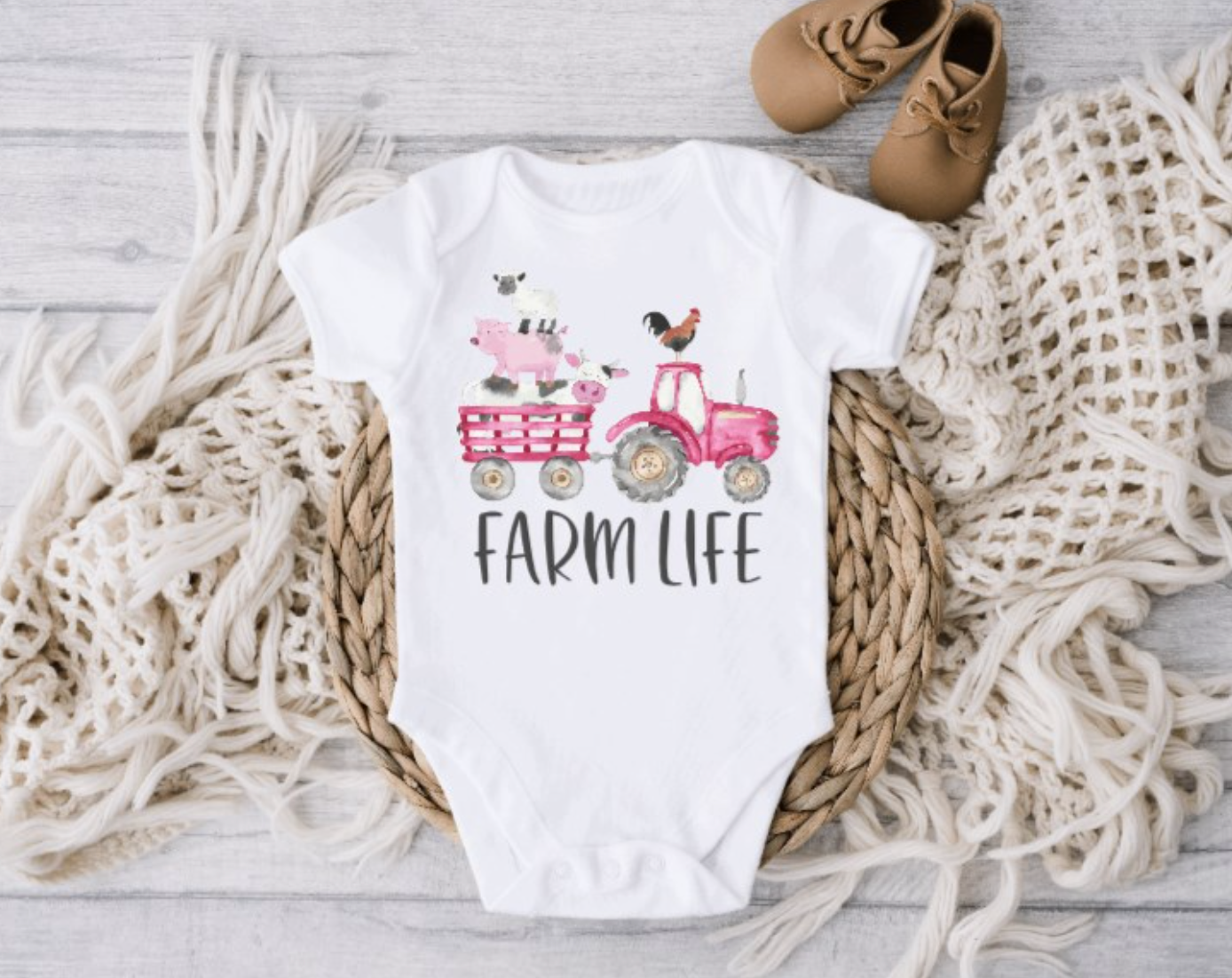 AvaryMaeInspirations - Vente Body (sans pieds) – bébé - Body pour bébé Farm Life0