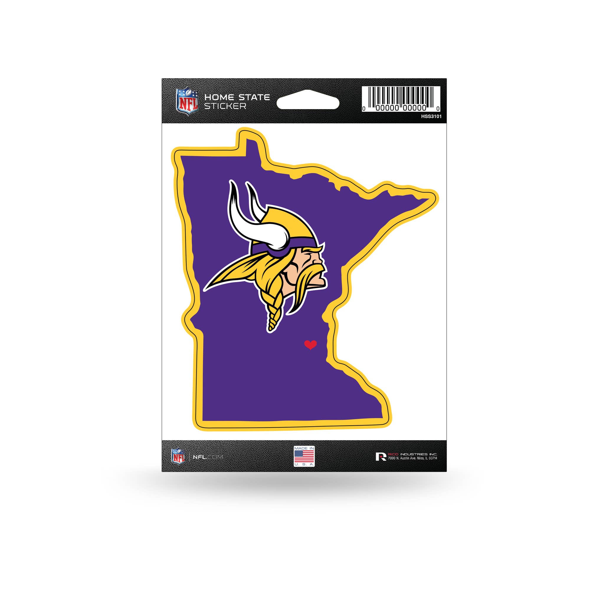 Rico Industries - Vente Autocollant - Autocollant de l'État d'origine des Vikings du Minnesota de la NFL Football0