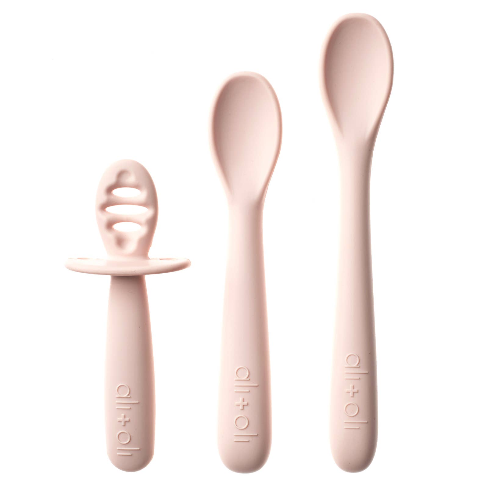 Ali+Oli - Wholesale Flatware Set - Kids & Baby - Ali+Oli (3-pc) Multi Stage Spoon Set for Baby (Blush) 6m+4