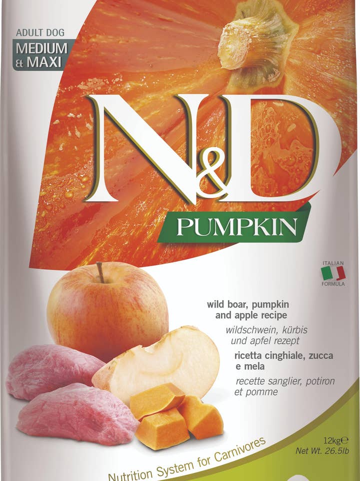 N&D Græskar Vildsvin Voksen Medi/Maxi 12 kg. for engroshandel hos Finest Petfoods