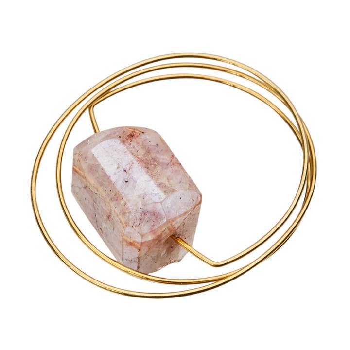 Circle Wrap Ring with Peach Moonstone for wholesale by Melissa McArthur - Jewellery Made in London