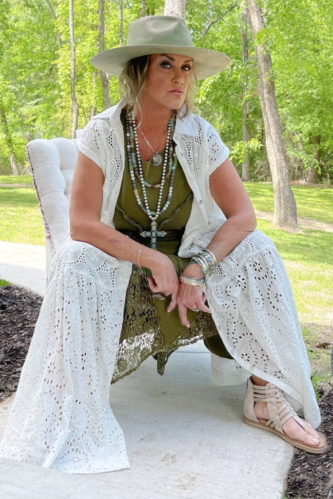 Jaded Gypsy – wholesale Dress – Women's – New Beginnings Eyelet Dress - Parchment1