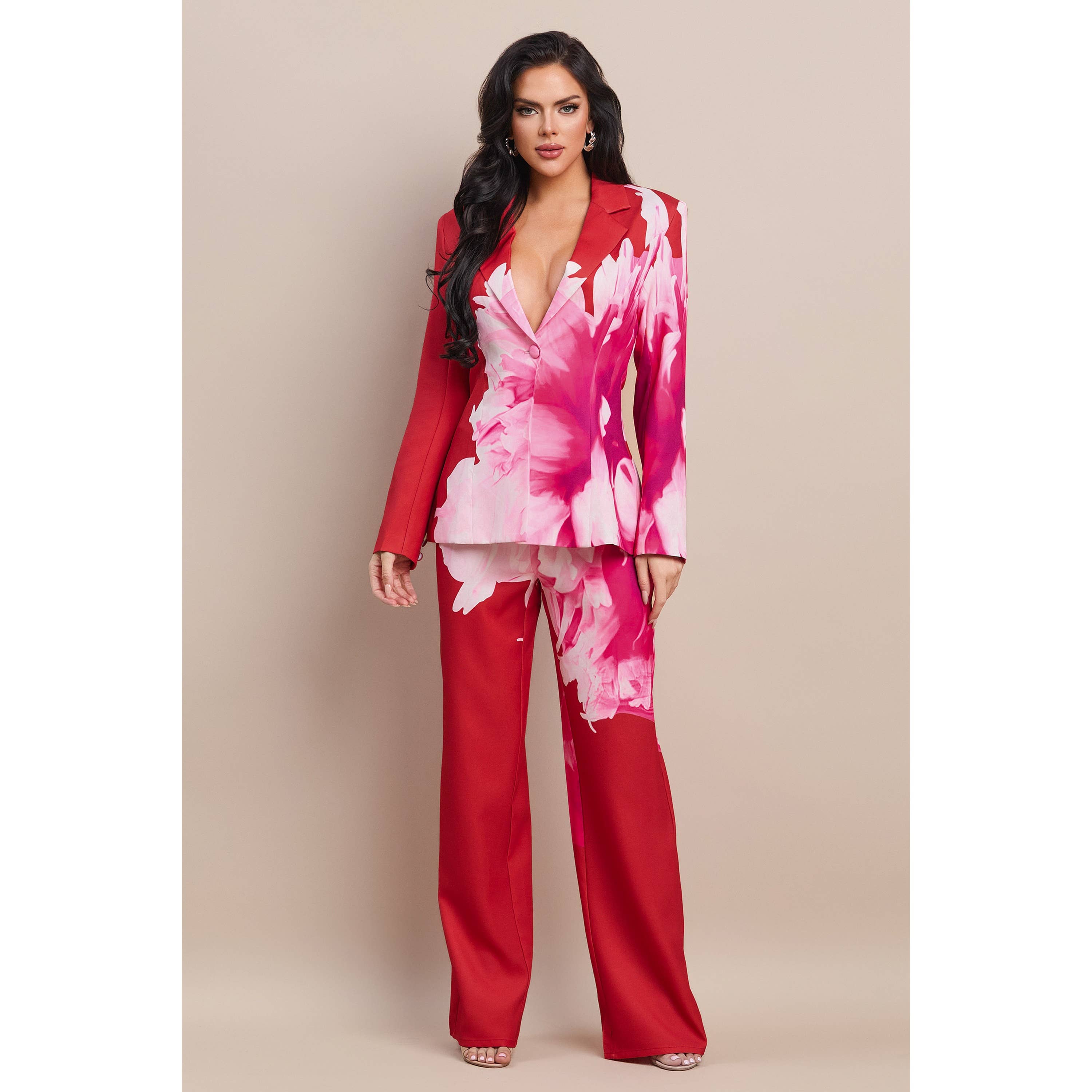 The Sang – Fato - Mulher por atacado – BLAZER COM CALÇAS COMBINANDO EM ESTAMPA FLORAL3