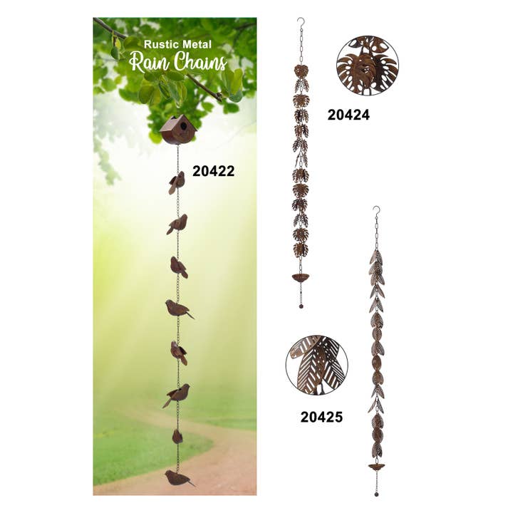Rustic Metal Long Rain Chain for wholesale by Continental Art Center