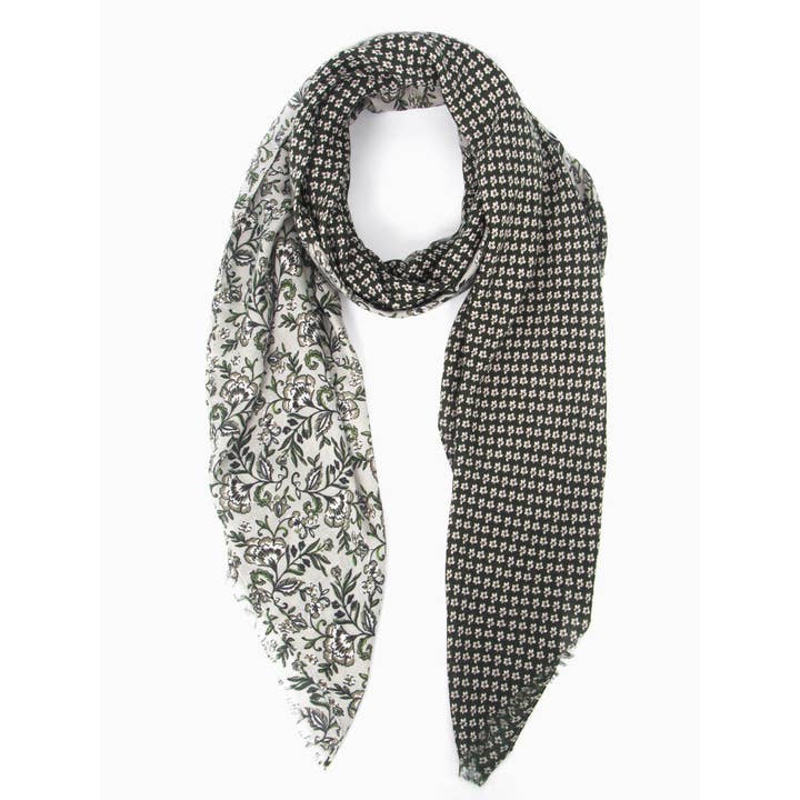 Sarta Accessories - Wholesale Scarf - Women's - Flora Lightweight Scarf - Khaki, Indian Floral