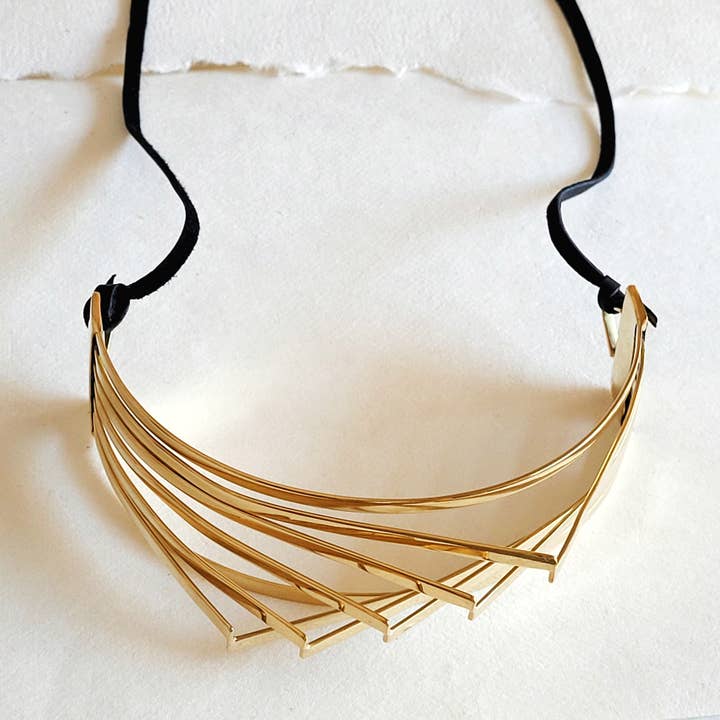 Eiffel brass Collar choker designer runway Necklace for wholesale by Bisjoux