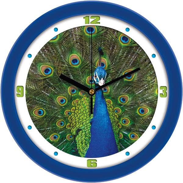 Colorful Regal Peacock Bird Decorative Wall Clock for wholesale by Sun Time