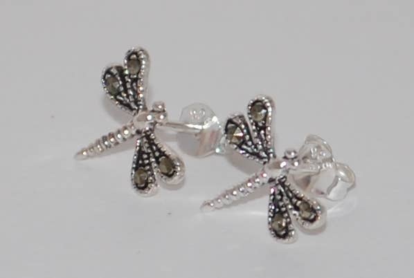 Semaki & Bird – wholesale Solitärörhängen – Dragonfly Marcasite Örhängen - sterling Naturhistoria1