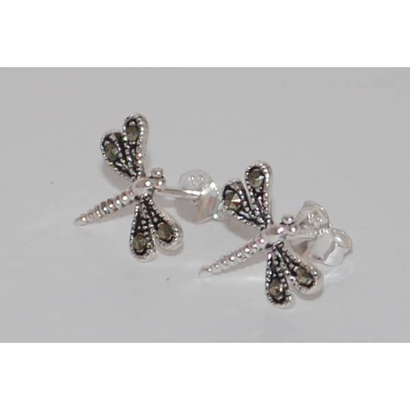 Semaki & Bird - Vente Clous d'oreille - Boucles d'oreilles en marcassite libellule - Sterling Natural History1