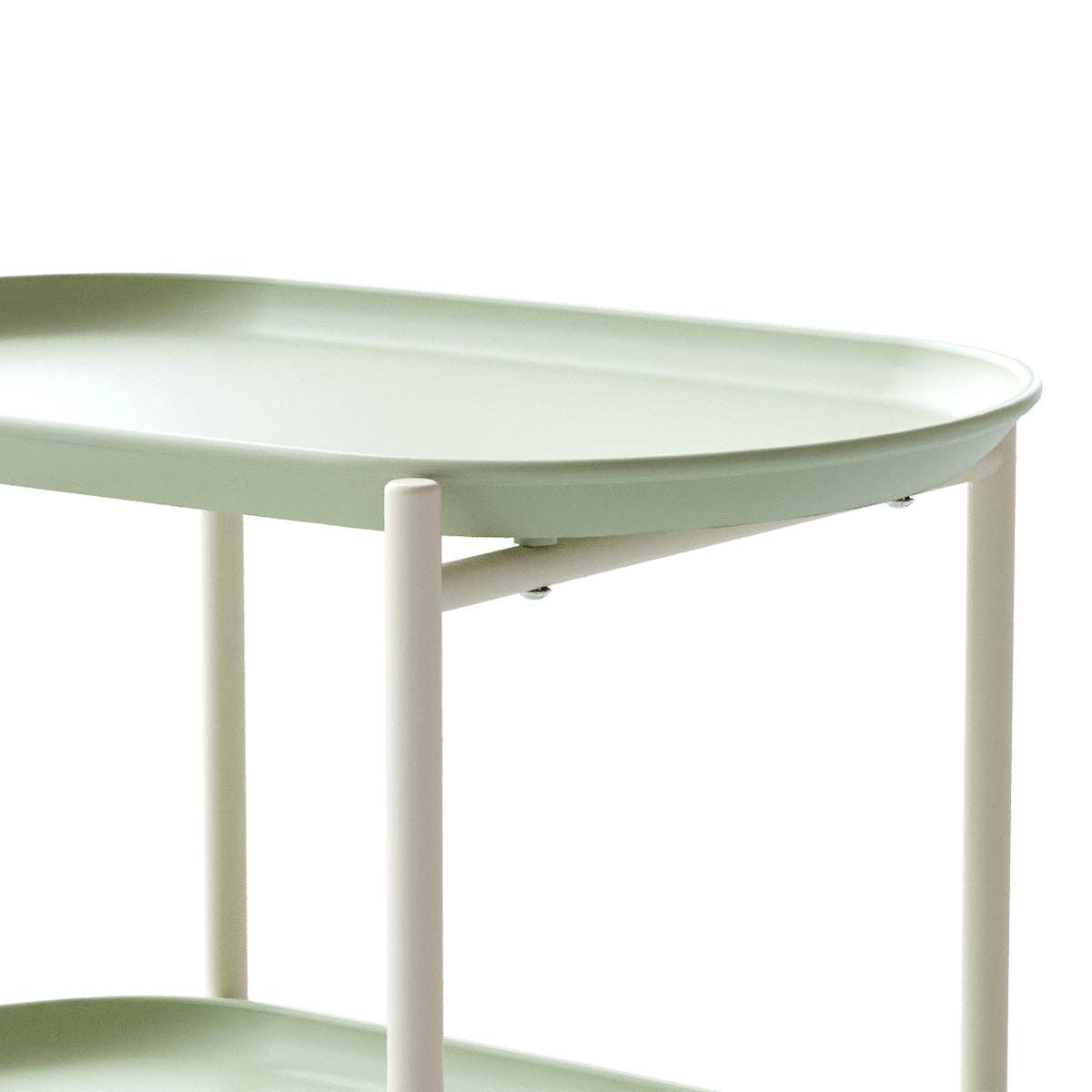 39F Inc. - Wholesale Bar Cart - Green Nordic Moon Storage Cart - Mobile Double Shelf11