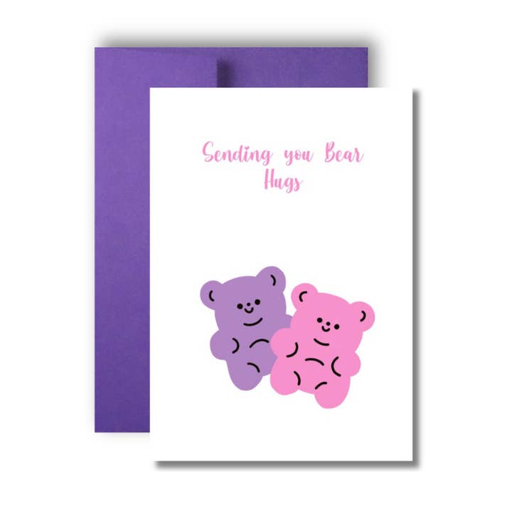 Skickar dig björnkramar Tänker på dig Hälsningskort för wholesale av Brandi Creations Design Studio