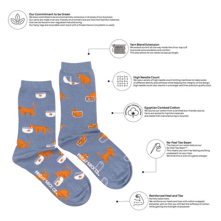 Friday Sock Co. - Wholesale Socks – Women's - Women's Cat & Goldfish Socks1