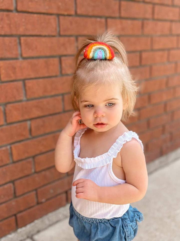 Primary Rainbow Felt Shape Hair Clip for wholesale by Made With Magic